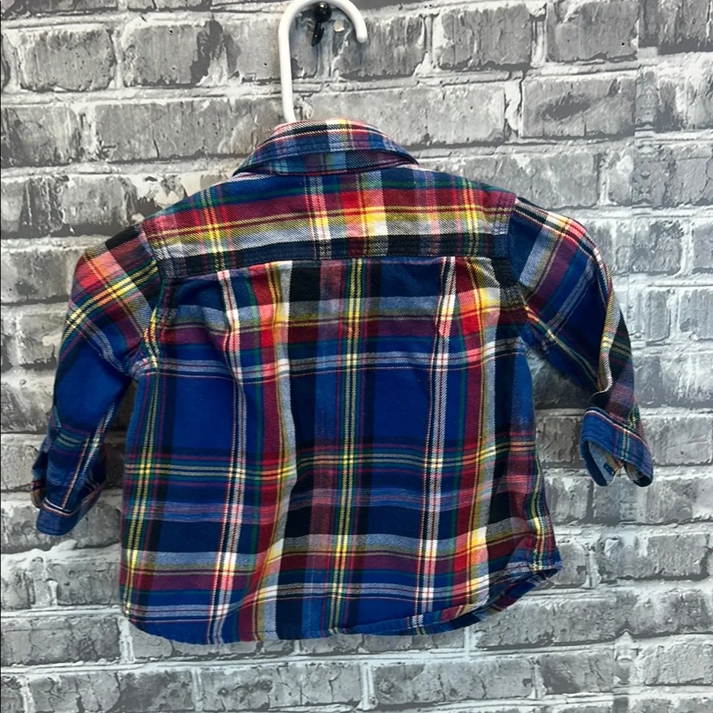 Baby boys Ralph‎ Lauren Blue and Red Button Down Shirt Classic Plaid